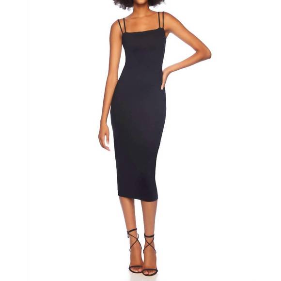 NEW SUSANA MONACO double string midi dress in black - Picture 1 of 3